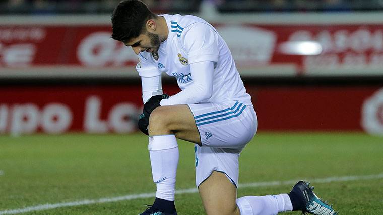 Marco Asensio, hincando la rodilla tras una ocasión errada