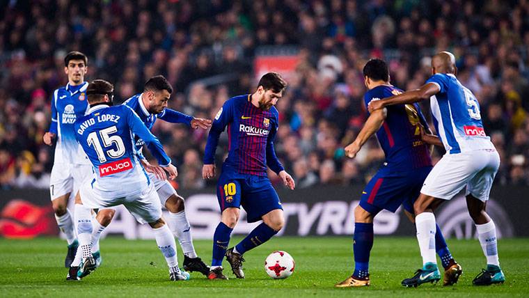 Leo Messi, contra el Espanyol en cuartos de Copa del Rey