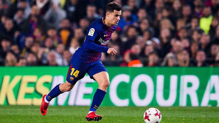 Coutinho, during the party against the RCD Espanyol in Cornellá