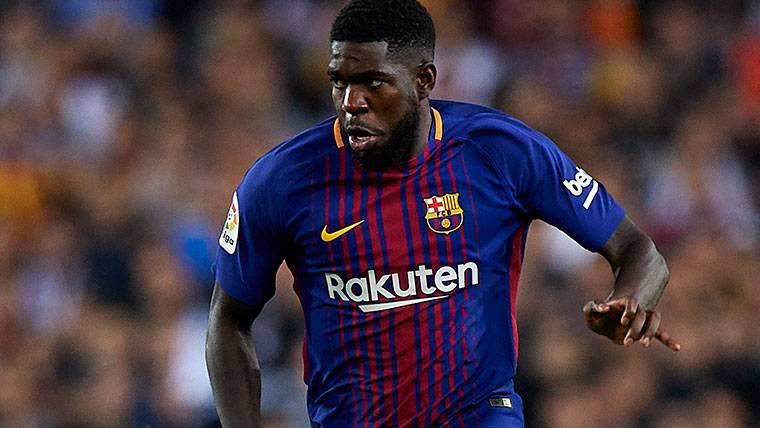 Samuel Umtiti, during a party with the Barça this season