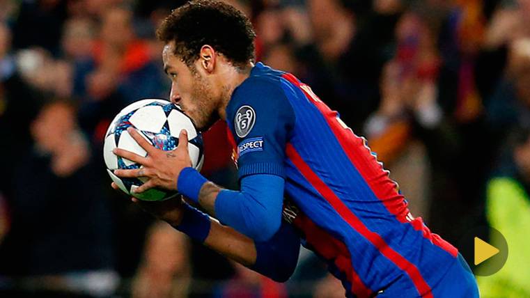 Neymar celebra un gol con el FC Barcelona