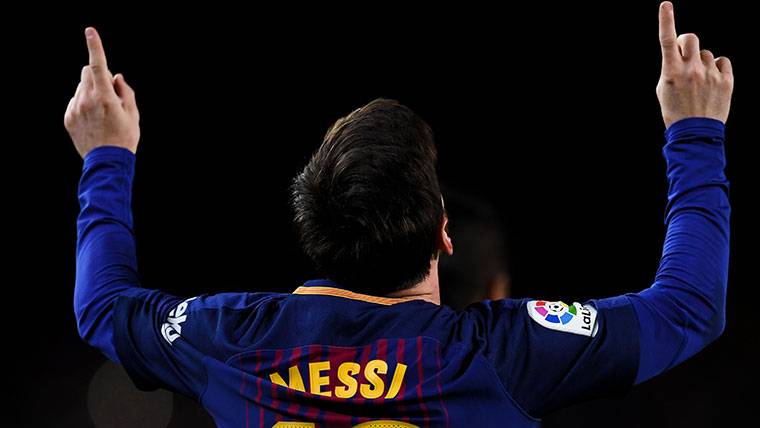 Leo Messi, celebrando un gol marcado con el FC Barcelona