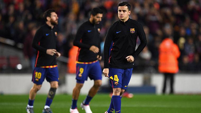 Philippe Coutinho, during a warming with the FC Barcelona