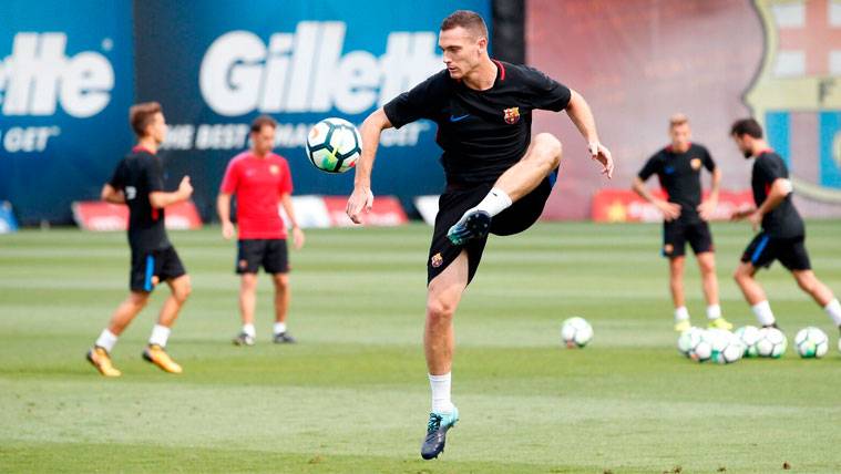 Thomas Vermaelen en un entrenamiento del FC Barcelona