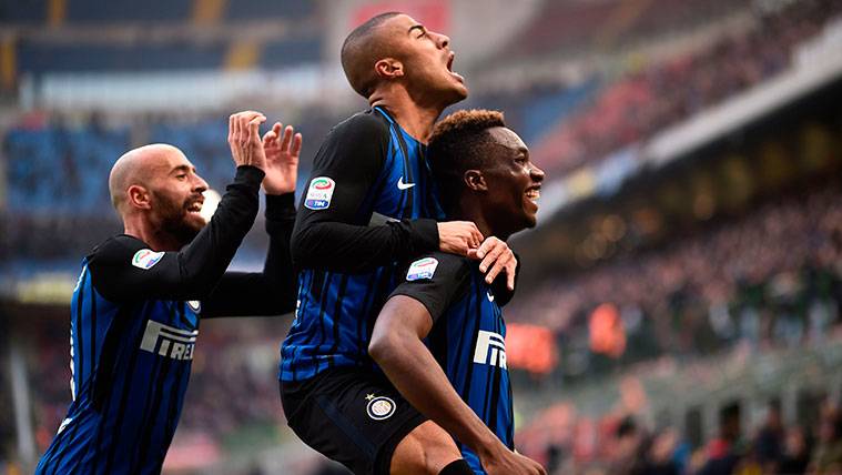 Rafinha Alcántara celebra un gol del Inter de Milán