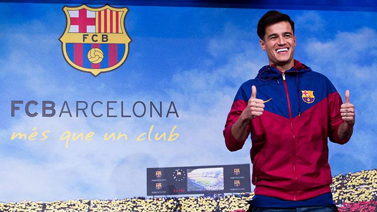 Philippe Coutinho, during his presentation with the Barça