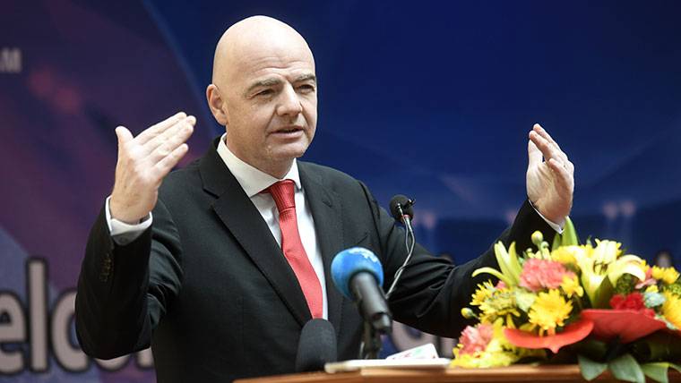 Gianni Infantino, during an appearance of press