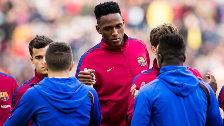 Yerry Mina, just before the party against the Getafe