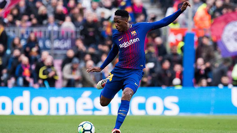 Yerry Mina, during the meeting contested against the Getafe