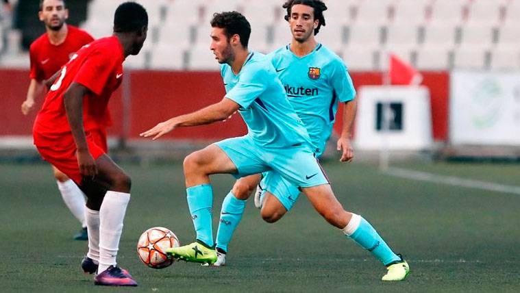 Abel Ruiz en un partido con el FC Barcelona