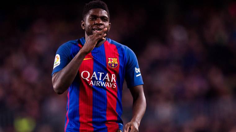 Samuel Umtiti, in a party with the FC Barcelona this season