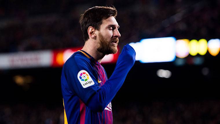 Leo Messi, celebrando un gol marcado con el FC Barcelona