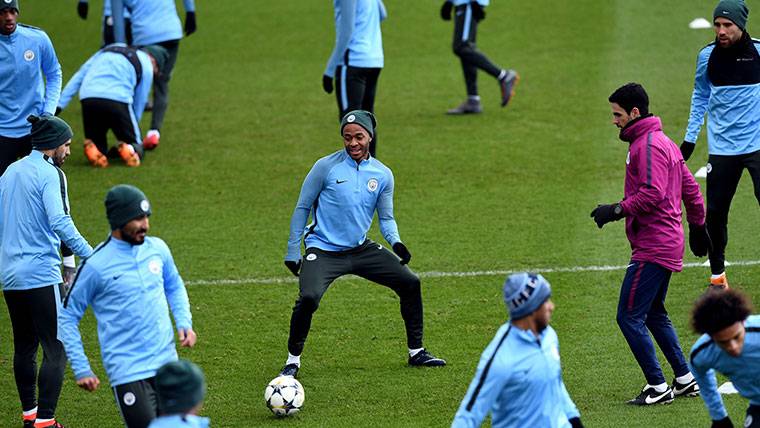 Raheem Sterling, training beside the rest of his mates