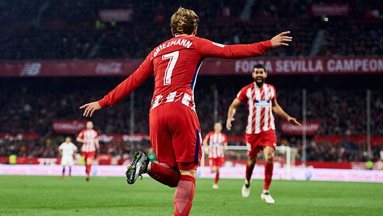 Antoine Griezmann, celebrando un gol marcado con el Atlético