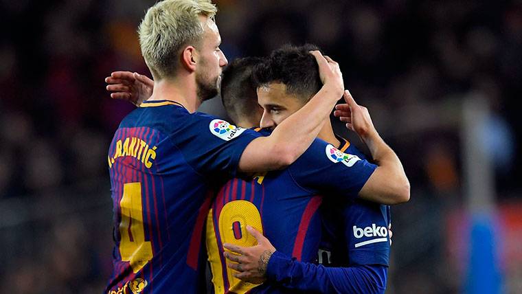 Ivan Rakitic, celebrating a marked goal by the FC Barcelona