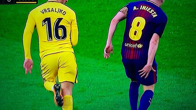 Andrés Iniesta, en el momento de la lesión