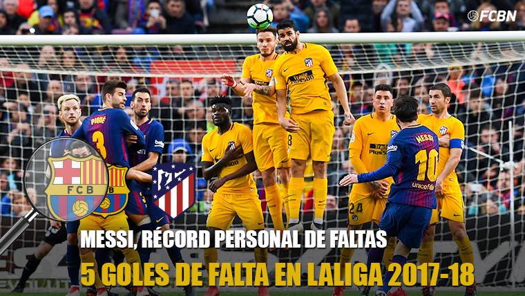 Leo Messi, disparando de falta directa contra el Atlético de Madrid