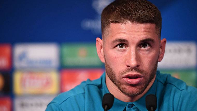 Sergio Ramos, durante una rueda de prensa de Champions League