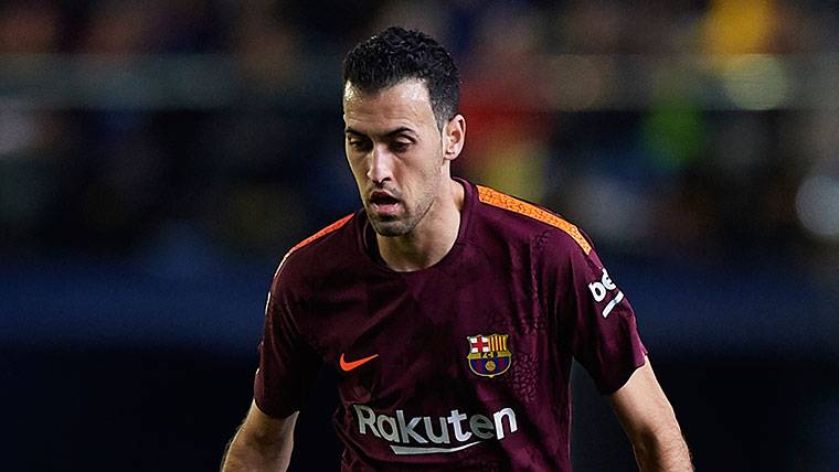 Sergio Busquets, during a party with the FC Barcelona