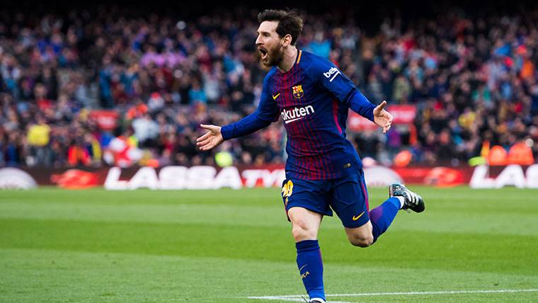 Leo Messi, celebrando un gol marcado contra el Atlético de Madrid
