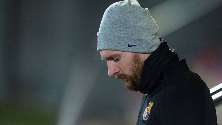 Leo Messi, durante un entrenamiento con el FC Barcelona