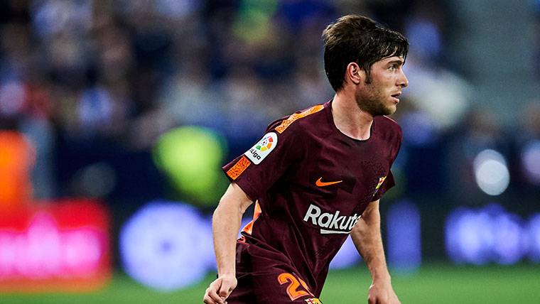 Sergi Roberto, durante el partido contra el Málaga en La Rosaleda