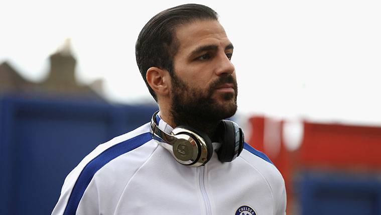 Cesc Fábregas en una concentración con el Chelsea