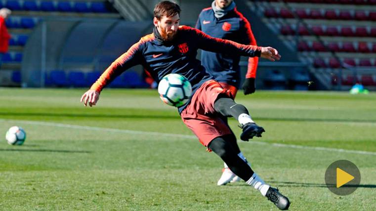 Leo Messi en un entrenamiento con el FC Barcelona