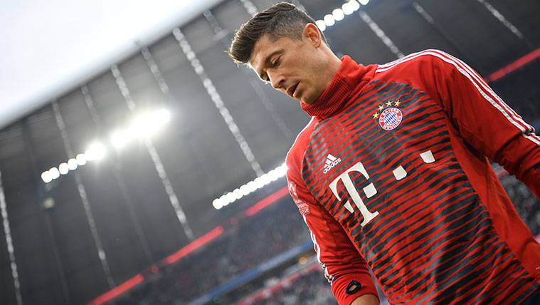 Robert Lewandowksi en los instantes previos a un partido con el Bayern