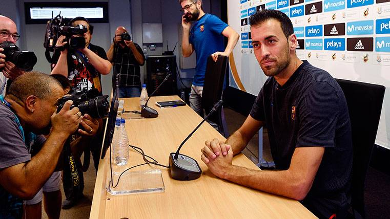 Sergio Busquets in a press conference of the FC Barcelona