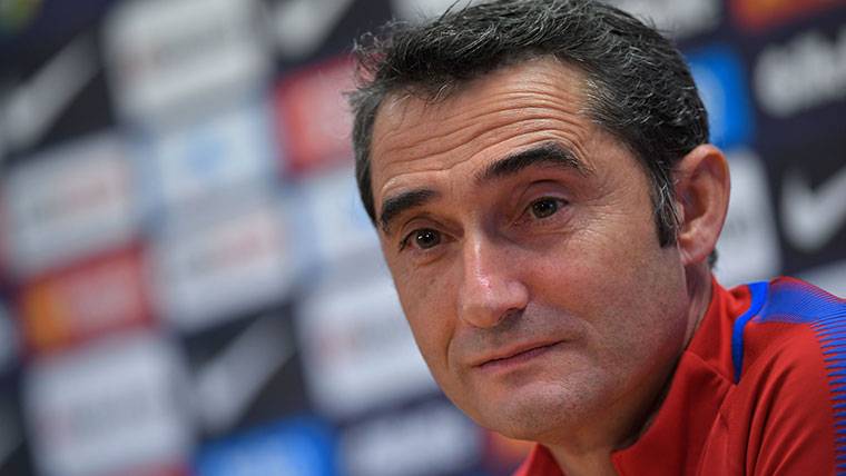 Ernesto Valverde, during a press conference with the Barcelona