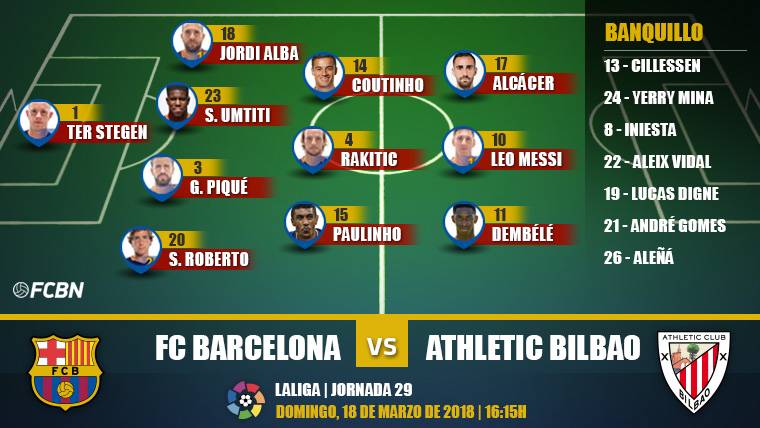 Alignment of the Barça in front of the Athletic Club