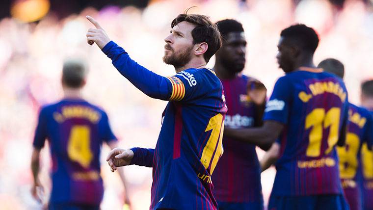 Leo Messi, celebrating the marked goal against the Athletic of Bilbao