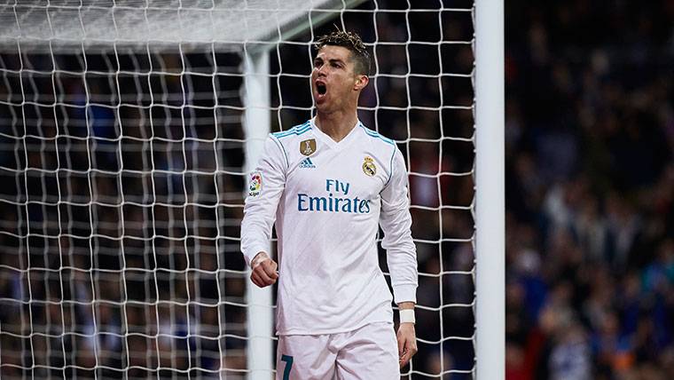 Cristiano Ronaldo, celebrando un gol marcado con el Real Madrid