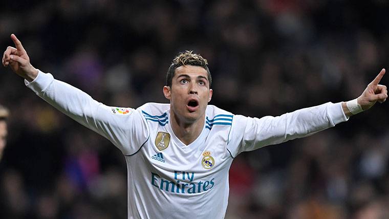 Cristiano Ronaldo, celebrating a goal