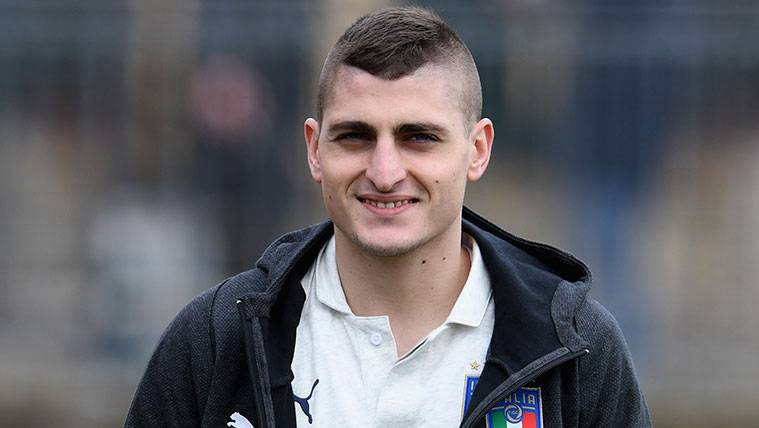 Marco Verratti in a concentration of the Italian selection