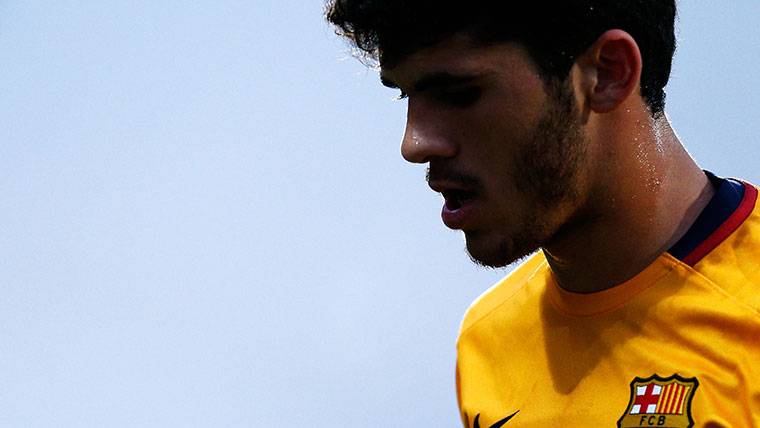 Carles Aleñá, durante un partido de pretemporada con el FC Barcelona