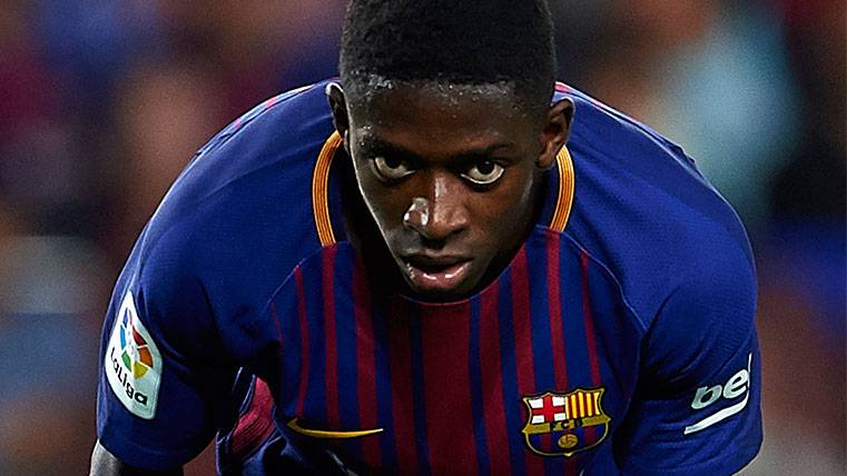 Ousmane Dembélé en un partido con el FC Barcelona
