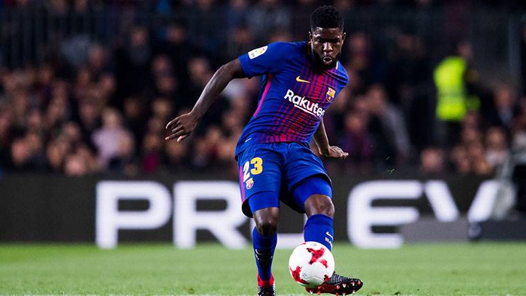 Samuel Umtiti, during a party with the FC Barcelona this season