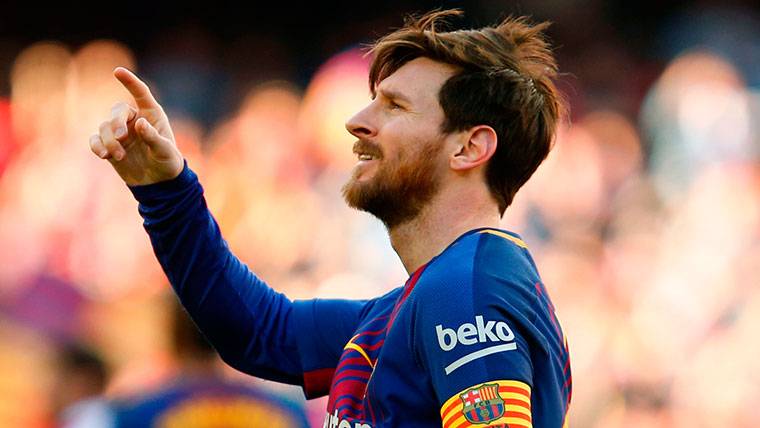 Lionel Messi, celebrando un gol marcado con el FC Barcelona