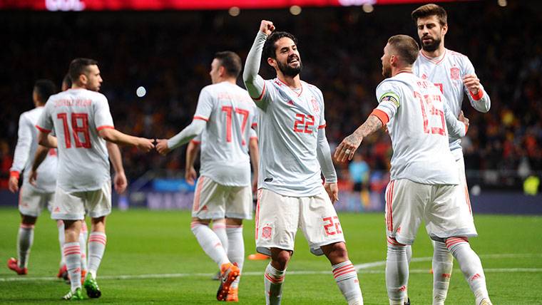 Isco Alarcón, celebrando uno de sus goles contra Argentina