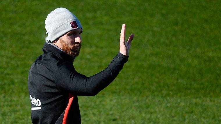 Leo Messi, presnte en el entrenamiento de este jueves