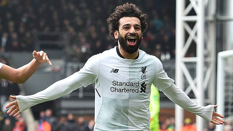 Mohammed Salah, celebrating the marked goal against Crystal Palace