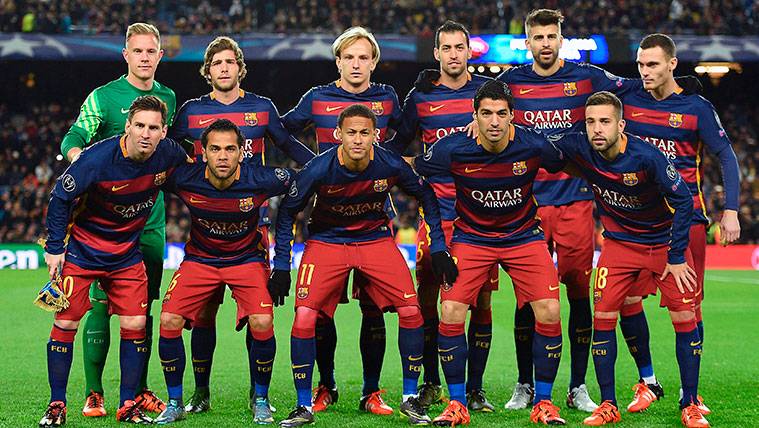 The eleven of the FC Barcelona when it confronted  to the Rome in 2015