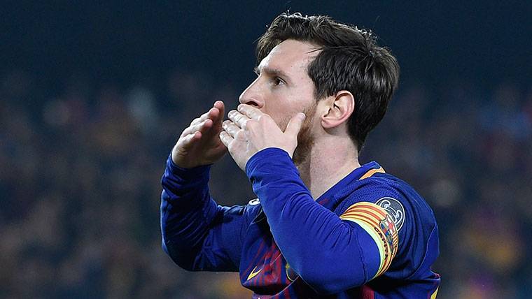Leo Messi, celebrating the marked goal against the Leganés in League