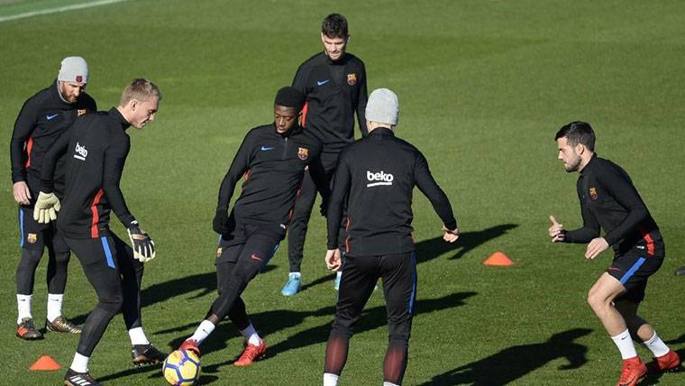 The FC Barcelona, during a session of training