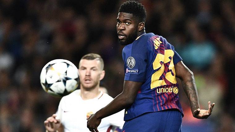 Samuel Umtiti, during a party with the FC Barcelona in front of the Rome