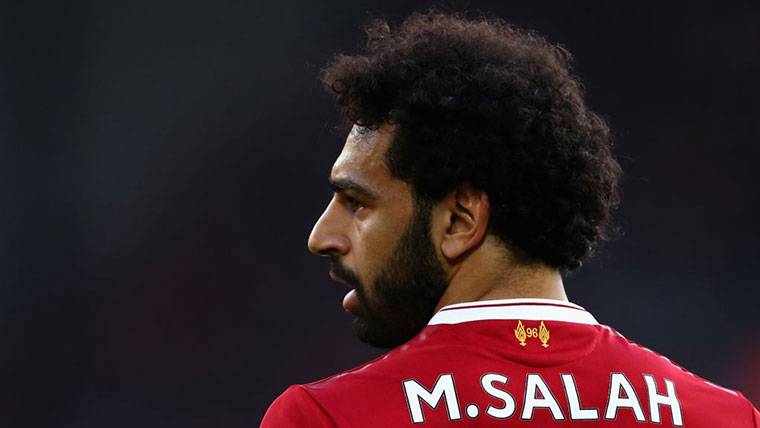 Mohammed Salah, durante un encuentro con el Liverpool este curso