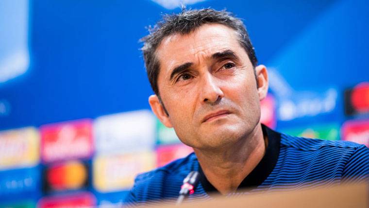 Ernesto Valverde, during a press conference with the Barcelona