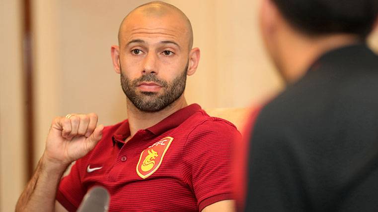 Javier Mascherano during an interview like member of the Hebei Fortune